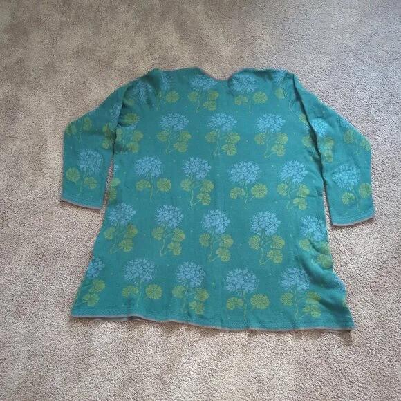 Gudrun Sjoden Marbacka Cardigan Long Sweater Organic Cotton XL Green Blue - Picture 2 of 16